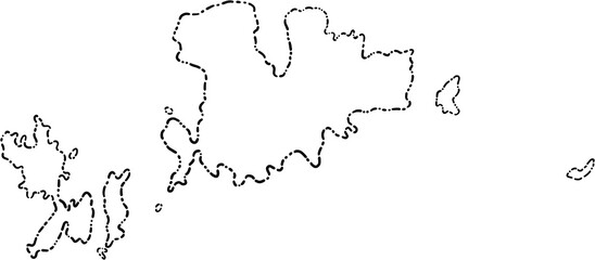 dash line doodle freehand drawing of mykonos island map.