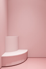 3d render of minimal design podium product mock up in pink color background. Set 12