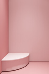 3d render of minimal design podium product mock up in pink color background. Set 13