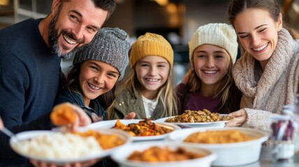Happy Family Enjoying Delicious Food Together