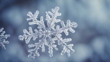 Obraz premium Close-up of snowflakes, snowy winter