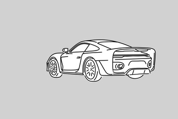Hand drawn car outline vector image. Vehicle art.