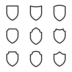 set of outline shields icon 