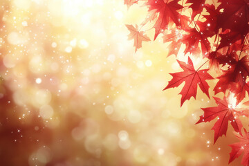 Autumn scene with falling maple leaves