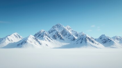 Naklejka premium Majestic snow-covered mountains under a clear blue sky.
