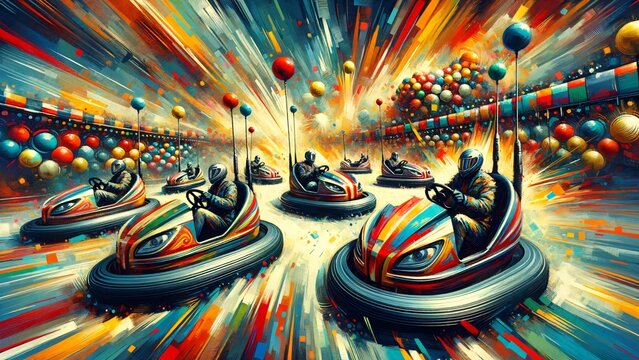 Colourful Bumper Cars Action