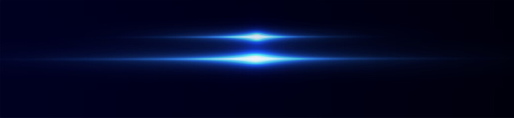 Light blue effect reflections, neon illumination in blue colors. Bright light lens. Police light effects, lines. Shiny stars, glowing sparks on a black background. Vector red light effect