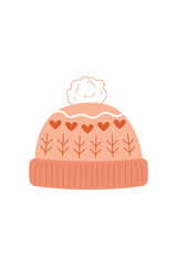Cute pink hat illustration on white background. Vector