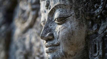 A close-up view of the ancient stone carvings at Phimai Historical Park.