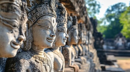 Obraz premium A close-up view of the ancient stone carvings at Phimai Historical Park.