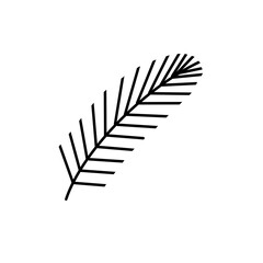  Minimalist illustration of a pine tree branch in black monoline on a white background. Clean lines, no shadows, perfect for holiday decor, cards, and digital projects.