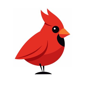 recommend clip art: A minimalistic flat illustration of a red cardinal in a rounded shape on a white background. Simple and modern, with clean lines and solid color fills