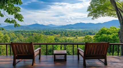 Obraz premium A scenic viewpoint over Khao Yai National Park, offering panoramic views of the park forests and mountains.
