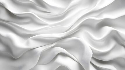 Obraz premium 3d render, abstract background with folded textile, white cloth macro, fashion wallpaper wavy layers. 
