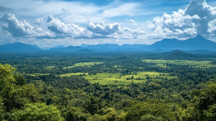 Obraz premium A scenic viewpoint over Khao Yai National Park, offering panoramic views of the park forests and mountains.