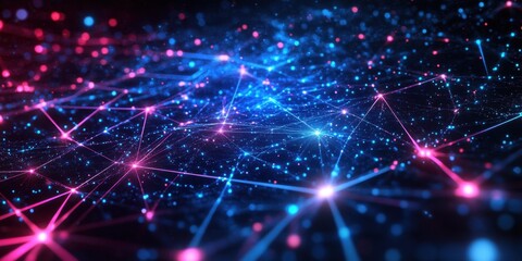 abstract background with glowing stars and lines