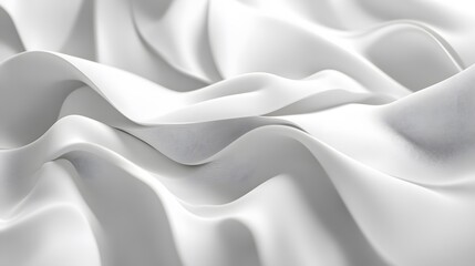 Obraz premium 3d render, abstract background with folded textile, white cloth macro, fashion wallpaper wavy layers. 