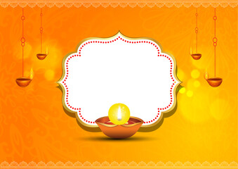 Happy diwali illustration design with abstract background ,  hanging diya or lamp , indian festival greetings design. © ganesh_502