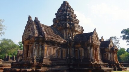 Fototapeta premium The beautifully preserved Khmer-style architecture of Phanom Rung Historical Park.