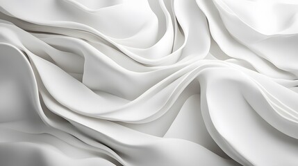 Obraz premium 3d render, abstract background with folded textile, white cloth macro, fashion wallpaper wavy layers. 