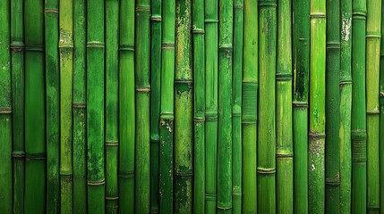 Natural bamboo fence collage processed into a vibrant green background. Use it for banners, eco-product ads, or as a texture for environmental campaigns.