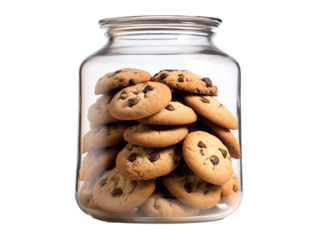 a glass jar full of cookies