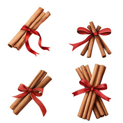 bundle of cinnamon sticks tied with red ribbon, perfect for adding warm and festive touch to any setting. These aromatic sticks evoke feelings of comfort and holiday cheer