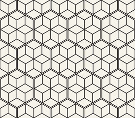 Vector seamless abstract pattern. Modern stylish striped lattice texture. Repeating geometric tiles with hexagonal elements.