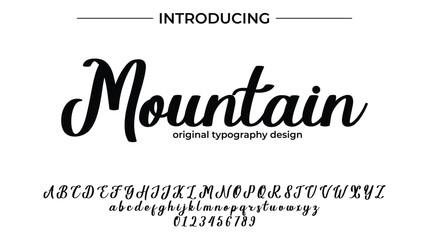 Mountain Font Stylish brush painted an uppercase vector letters, alphabet, typeface