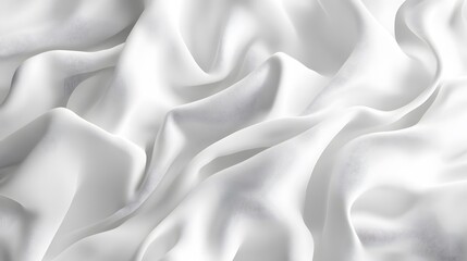 3d render, abstract background with folded textile, white cloth macro, fashion wallpaper wavy layers. 