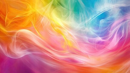 Organic rainbow bursts spread across a vivid abstract background, with flowing natural forms and smooth color gradients, evoking the beauty of nature in abstraction.