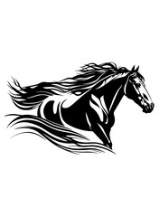 Long Hair Horse | Running Horse | Horse | Farm Animal | Rodeo | Horse Riding | Hose Lover | Domestic Animal | Original Illustration | Vector and Clipart | Cutfile and Stencil