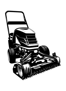 black and white lawn mower clip art preview