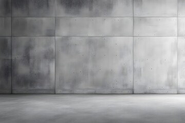 Weathered industrial concrete wall with rust streaks separated from a rough floor by a bold black line, AI Generated