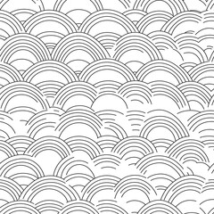 Minimalist Seigaiha seamless pattern with subtle geometric waves on a white background 