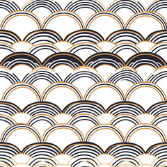 Minimalist Seigaiha seamless pattern with subtle geometric waves on a white background 
