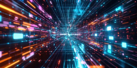 Naklejka premium abstract background with colorful lines and lights