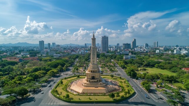 The iconic Thao Suranaree Monument, honoring the heroine of Korat, in the city center.