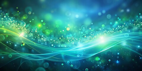 Fototapeta premium Abstract Blue and Green Swirling Light with Sparkling Particles