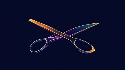 A simple, continuous line drawing of hair scissors. Perfect for a modern barber shop or hair salon logo or website banner. The design is easy to change and can be used in various ways.