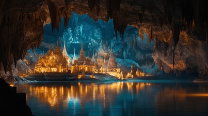 The quiet and reflective ambiance inside Wat Phayap Cave, with its beautiful stalactites.