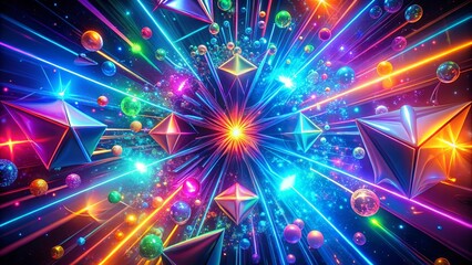 Obraz premium Cosmic Kaleidoscope of Prismatic Light and Reflective Spheres