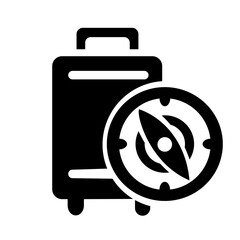 Vector icon, logo, illustration of a suitcase and compass. Isolated on a white background