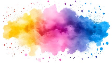 Obraz premium Watercolor Rainbow Abstract Background Yellow Orange Red Pink Purple Blue White