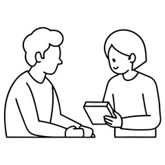 A Tutor Sitting Across From A Curious Child With Vector Illustration Of Creative Learning Moments In A Colorful Setting
