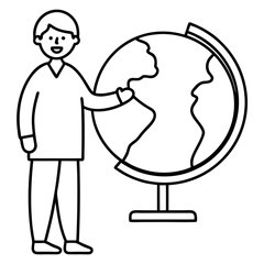 A Teacher Standing in Front of an Open Book Vector Illustration for Education
