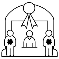 Vector Illustration of a Stage Adorned with Gold Silver and Bronze Medals
