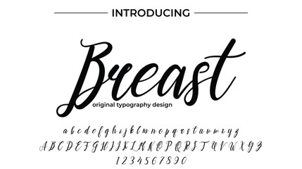Breast Font Stylish brush painted an uppercase vector letters, alphabet, typeface