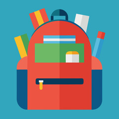 Creative Vector Art of a Modern School Backpack for Students
