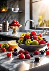 brightly colored ingredients glimmering shiny surface creating mesmerizing visual display, arrangement, texture, reflections, polished, beauty, fresh, food